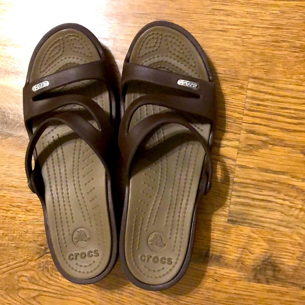 Crocs brown slip on size 8